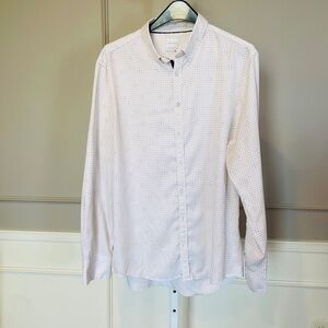 J.B. Holt Men's Button Down Dress Shirt Standard XL Swiss Dots White Pink Black